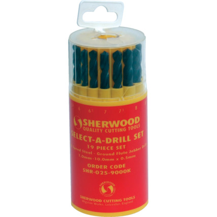 Sherwood SHR0259000K 19-PCE SELECT-A-DRILL SET 1.0-10.0×0.5mm