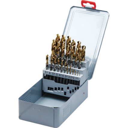 Swiss Tech SWT1259020A 1-13.00mm x 0.5mm HSS-TIN DRILLS (SET-25)