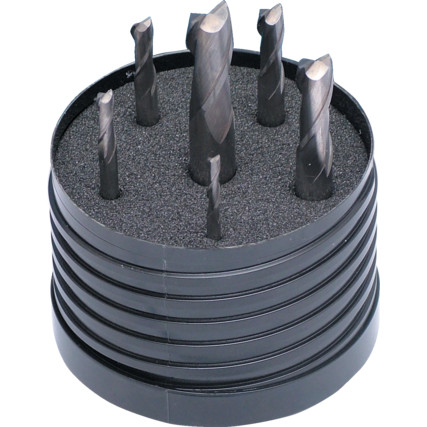 Swiss Tech SWT1614526A 2FL CARBIDE PLAIN SHANK SLOT DRILLS 3-10mm (SET-6)