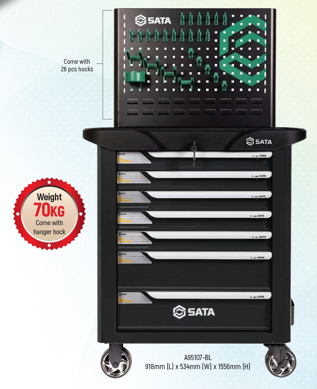 Sata 95107P-25BL 368pcs Dr. Master Tool Set for GENERAL REPAIR with 7 DRAWERS
