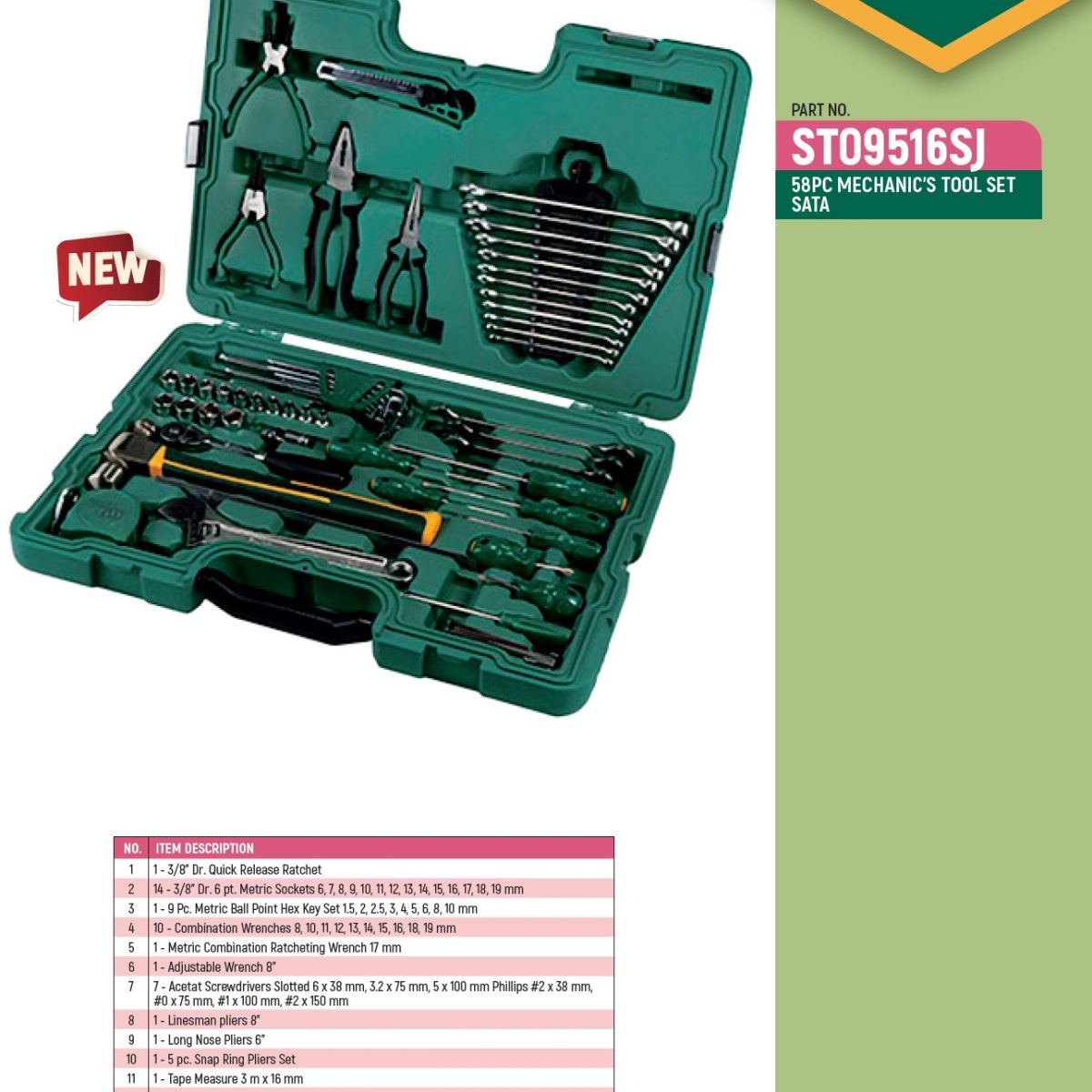 Sata ST09516SJ 58pcs MECHANICS TOOL SET